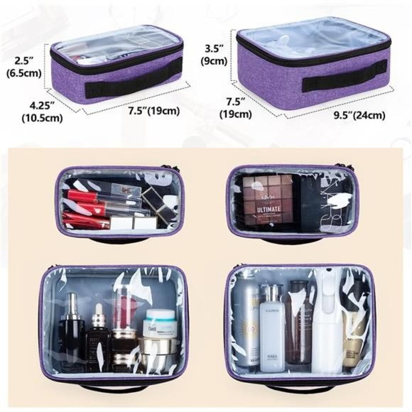 Makeup Bag Cosmetic Bag with 4 Inner Removable Pouches, Multifunctional Travel - Picture 3 of 6